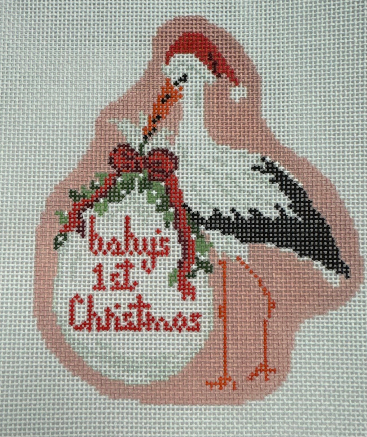 Baby's First Christmas Pink Stork