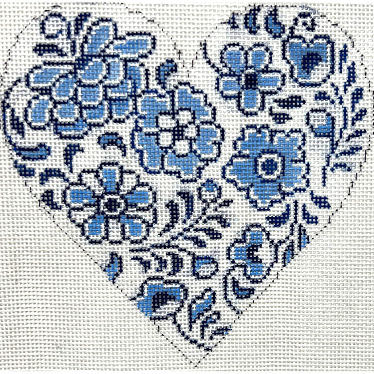 Blue & White Flower Heart