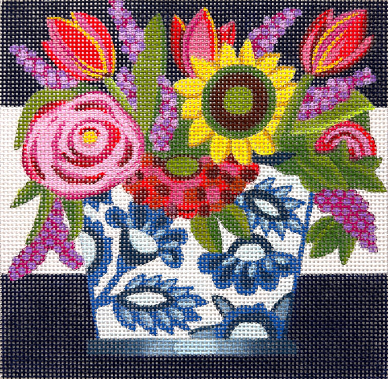 Blue & White Floral Pot