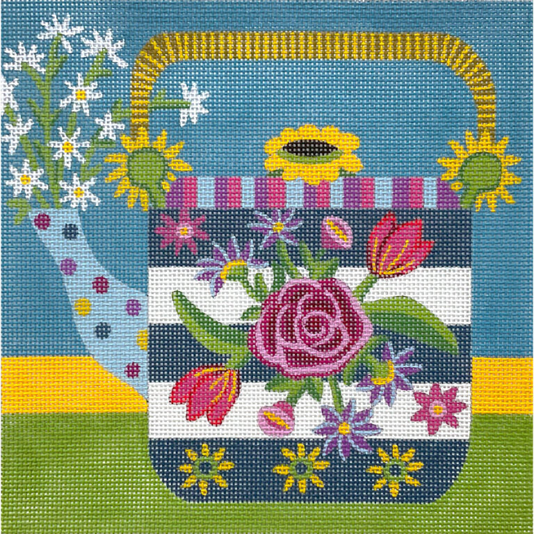 Floral Teapot - Wicker Handle