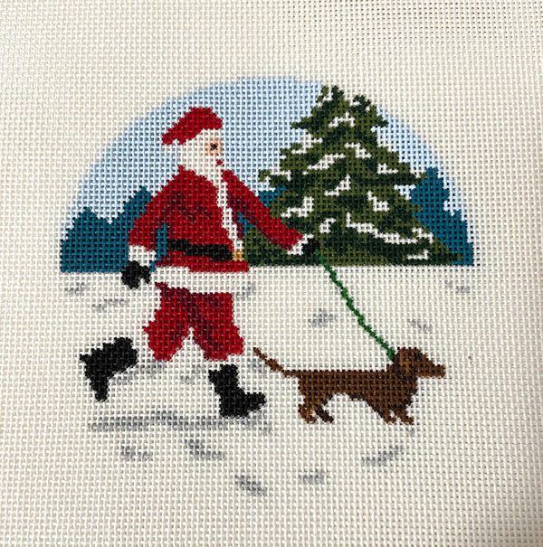 Sporty Santa Santa Walking Dachshund