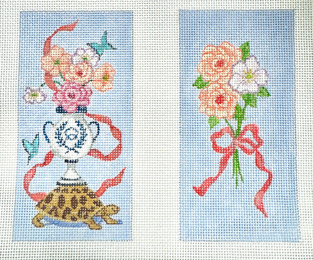 Floral Turtle Double Eyeglass Case