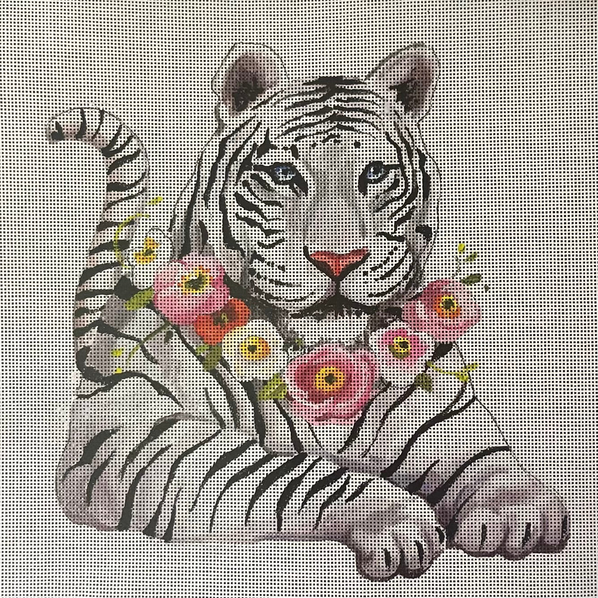 White Tiger w/ Floral Necklace