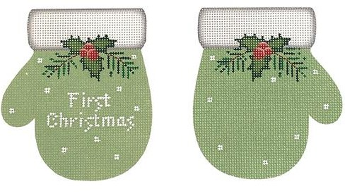 Pale Green Baby S First Christmas Mittens