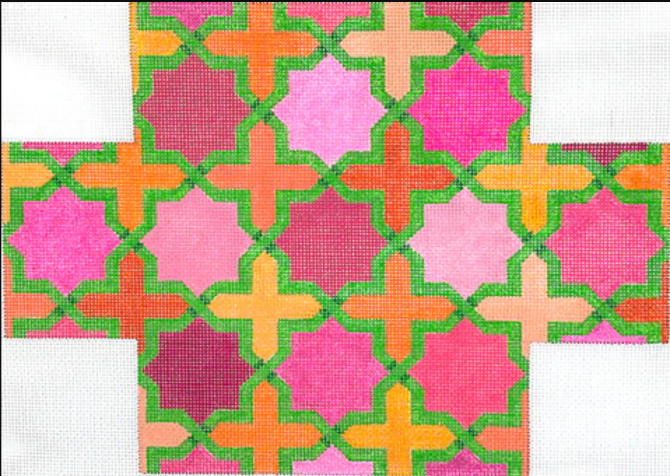 Moroccan Tiles Brick Cover-Pink Orange & Green