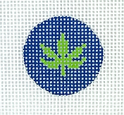 Green Weed Leaf On Blue