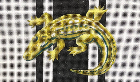 Alligator On Black & White Clutch