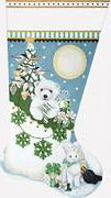 White Teddy Bear Santa Bag Stocking