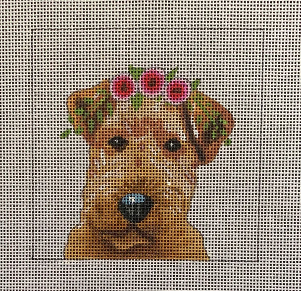 Welsh Terrier w/ Floral Crown