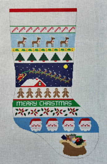Bold Stripe Sleigh Over Roof Top
