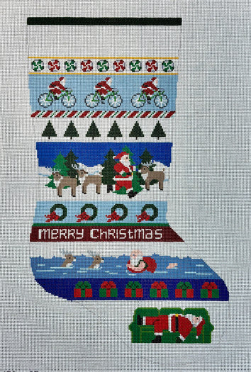 Triathlon Santa Stripe Stocking