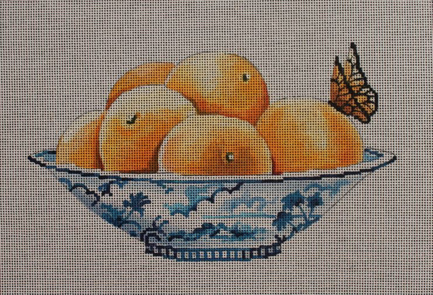 Oranges In Blue Vase