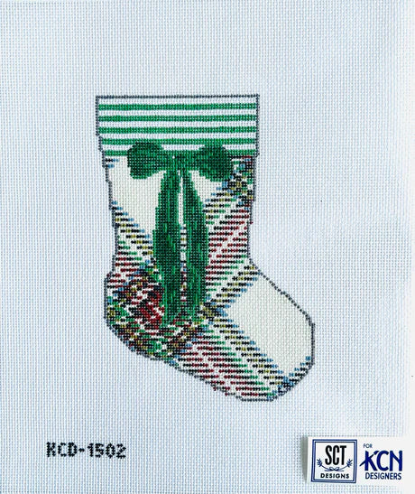 Cream Tartan Mini Sock Canvas