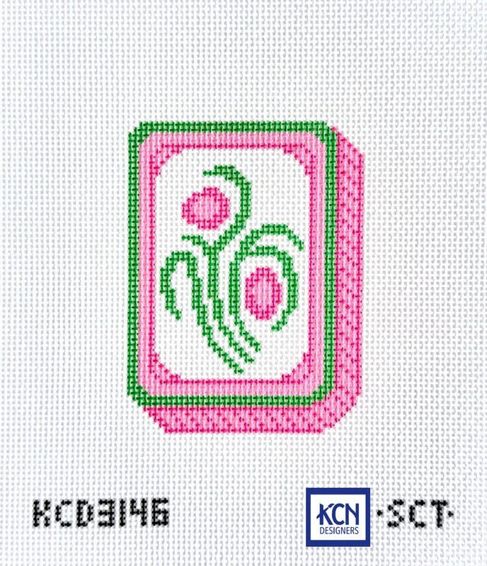 Pink Mahjong Flower Tile