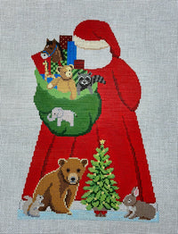 Santa with Baby Forest Animals Tree Topper Front & Back
