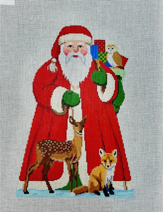 Santa with Baby Forest Animals Tree Topper Front & Back