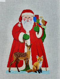 Santa with Baby Forest Animals Tree Topper Front & Back