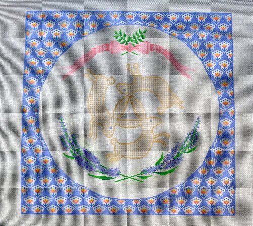 Three Bunnies Provence Pillow