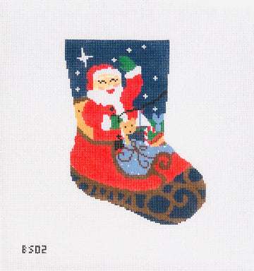 Santa Sleigh Ornament Sized Stocking Canvas