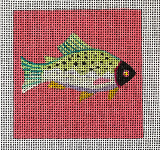 Green Fish on Pink