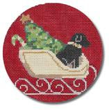 Black Lab In Sled w/ Tree