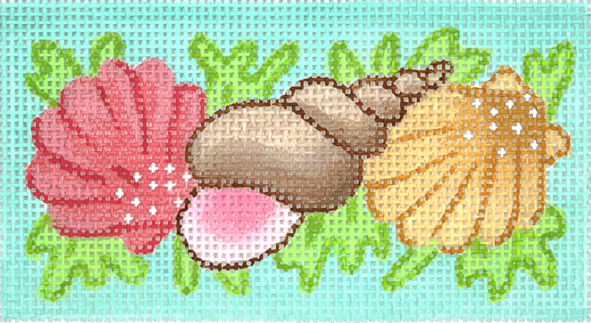 Micro Needlepoint Shell Pattern Mixed Shells On Caribbean – Seaside Needlepoint