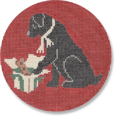 Xmas Morning Black Lab Round 18M