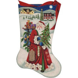 Christmas Eve with Houses Stocking