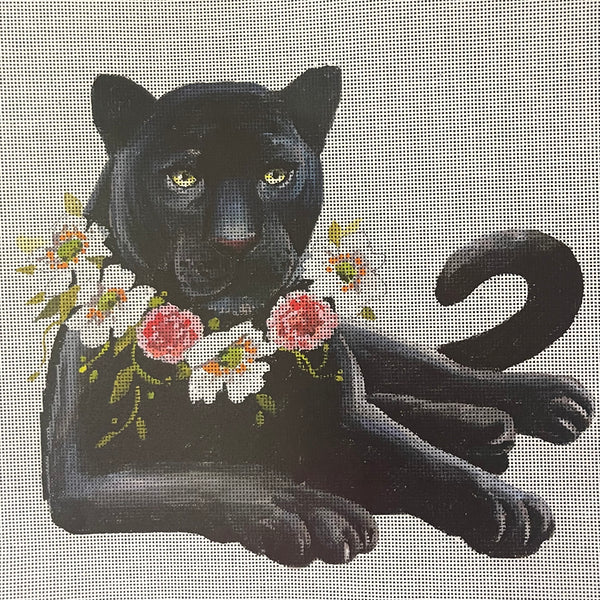 Panther with Floral Necklace