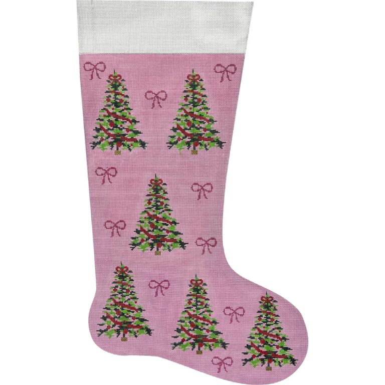 Xmas Trees on Pink Stkg