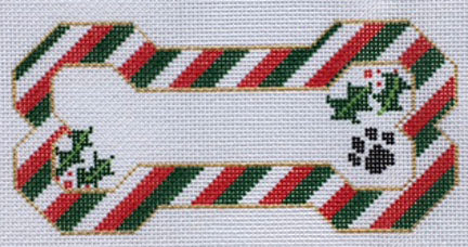 Christmas Stripe Bone with Holly