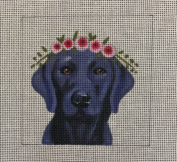 Black Lab w/ Floral Crown