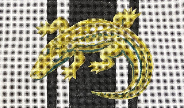 Alligator on Black & White Stripes