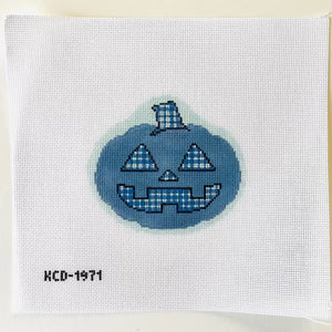 Plaid Pumpkin Ornament (Blue)