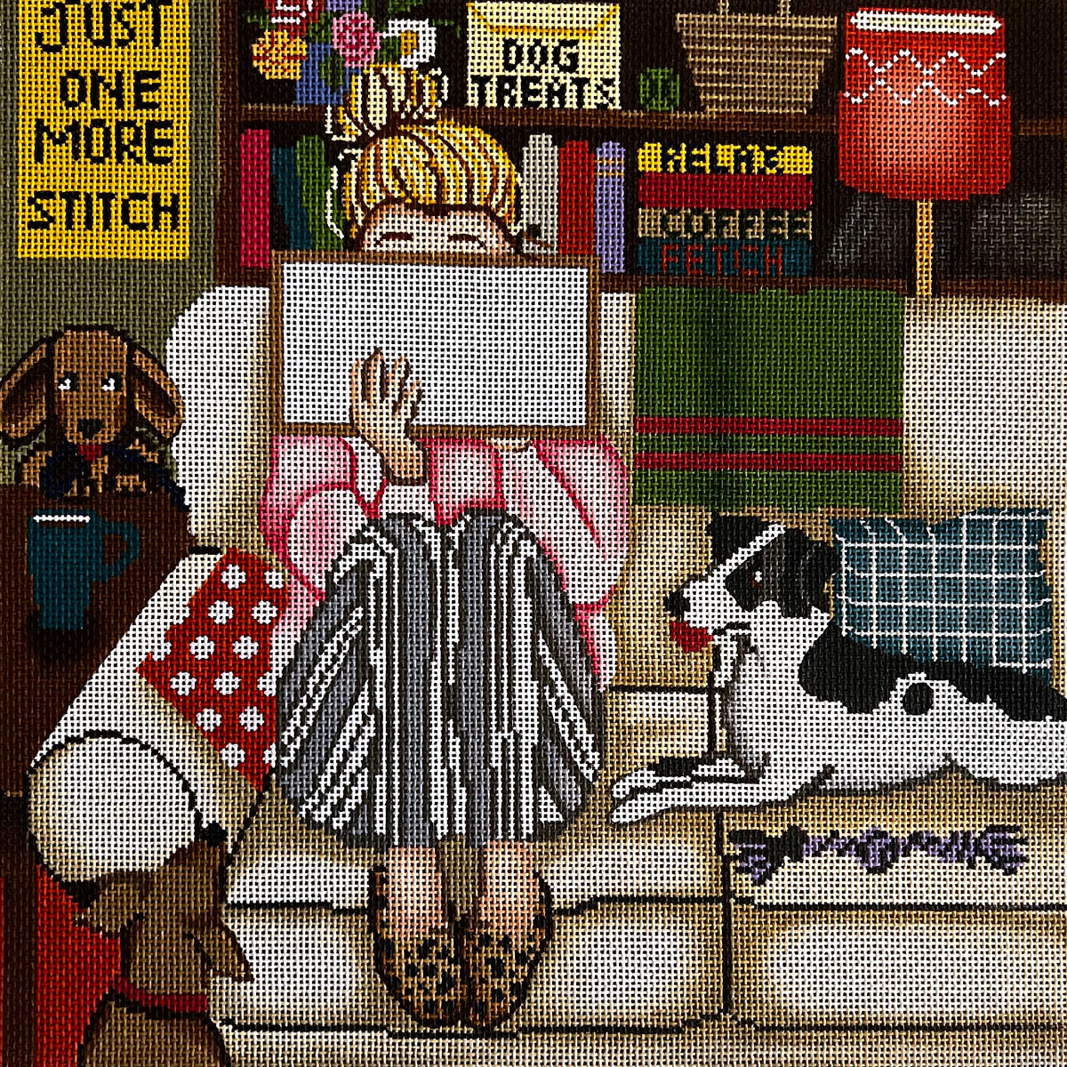 Stitching Girl with Dogs