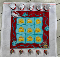 Cat & Mouse Tic Tac Toe Board with Handpainted Pieces