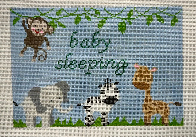 Baby Sleeping Jungle on Blue