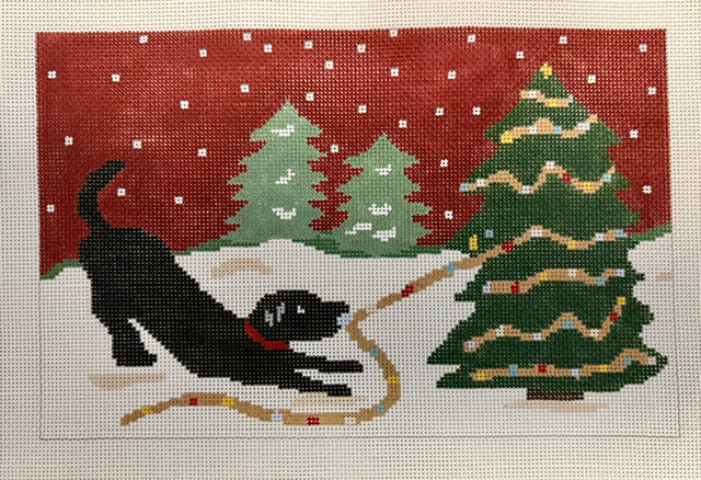 Black Lab w/ Xmas Tree