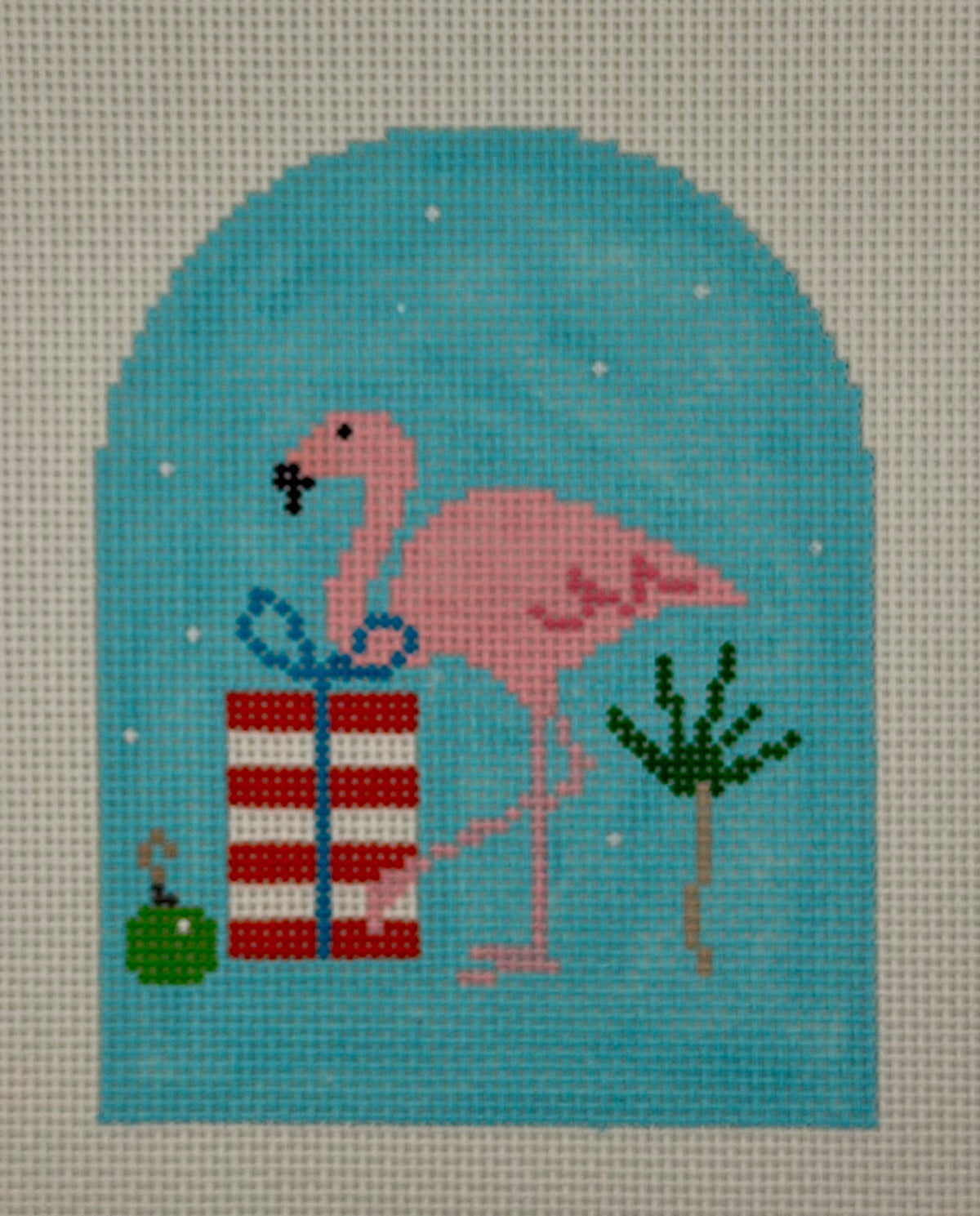 Flamingo with Striped Package