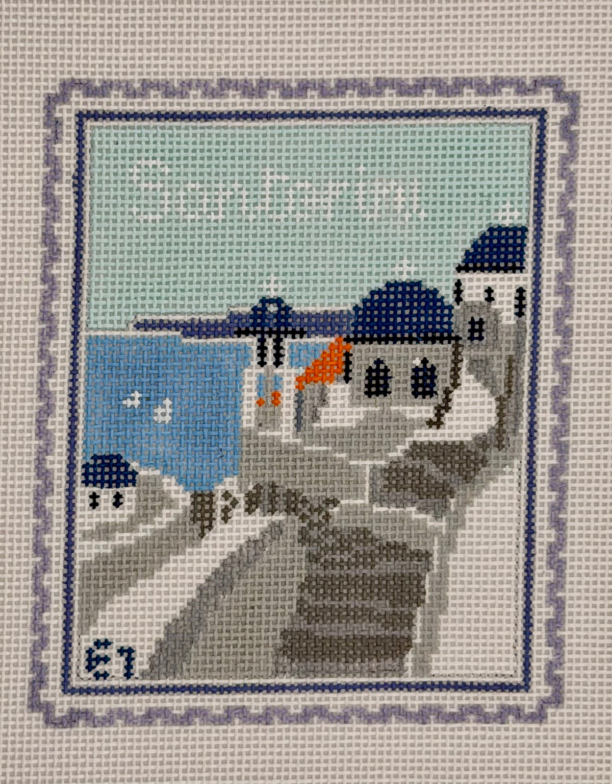 Santorini Travel Stamp