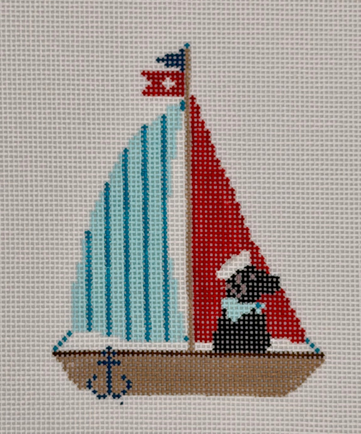 Black Labrador in Sailboat