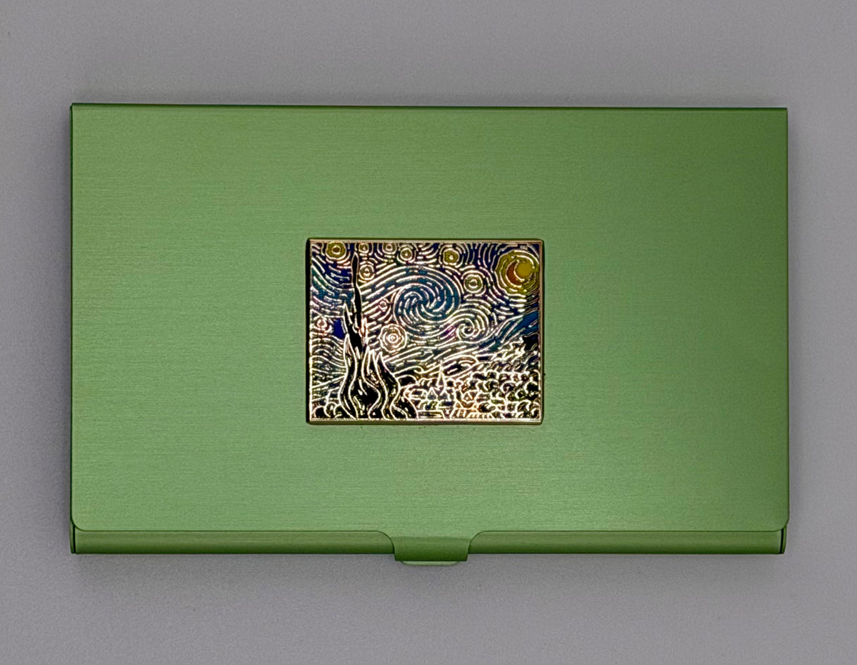 Van Gogh's Starry Night on Lime Green Magnetic Needle Case