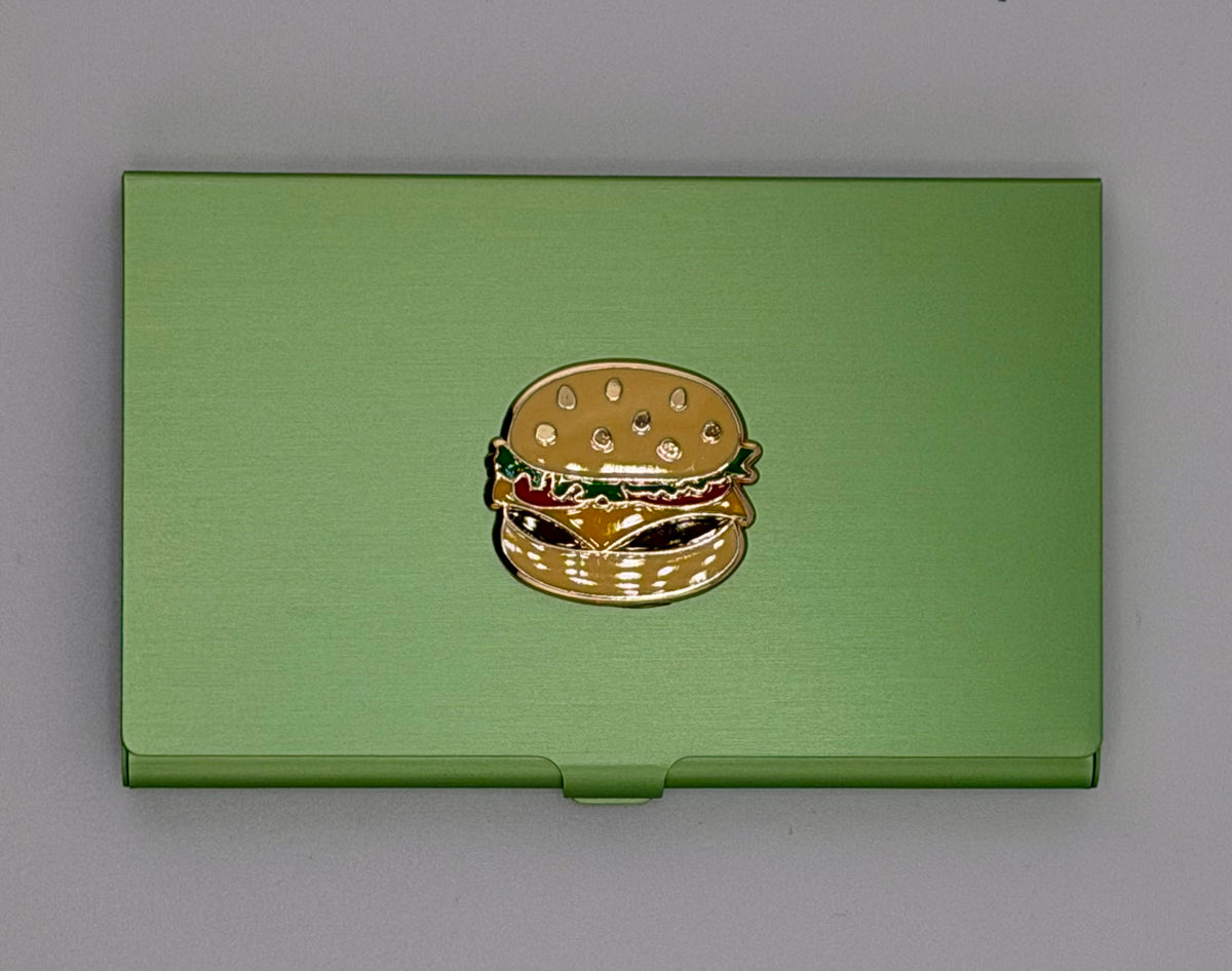Cheeseburger on Lime Green Magnetic Needle Case