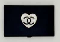 "CC" Designer Heart on Black Magnetic Needle Case