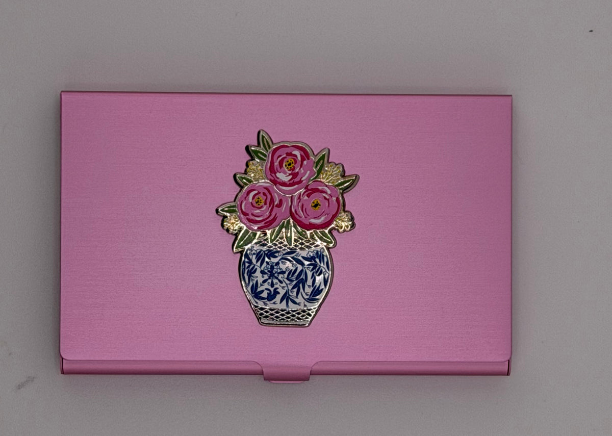 Rose Vase on Pink Magnetic Needle Case