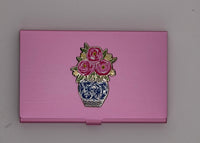 Rose Vase on Pink Magnetic Needle Case