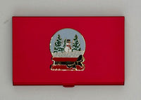 Snowman Snowglobe on Red Magnetic Needle Case