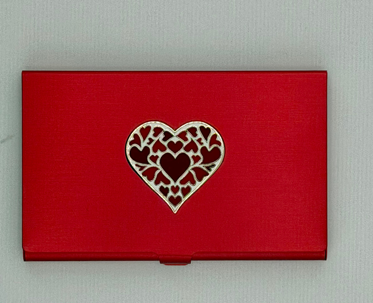 Hearts on Heart on Red Magnetic Needle Case