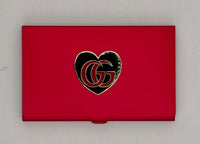"G" Designer Heart on Red Magnetic Needle Case