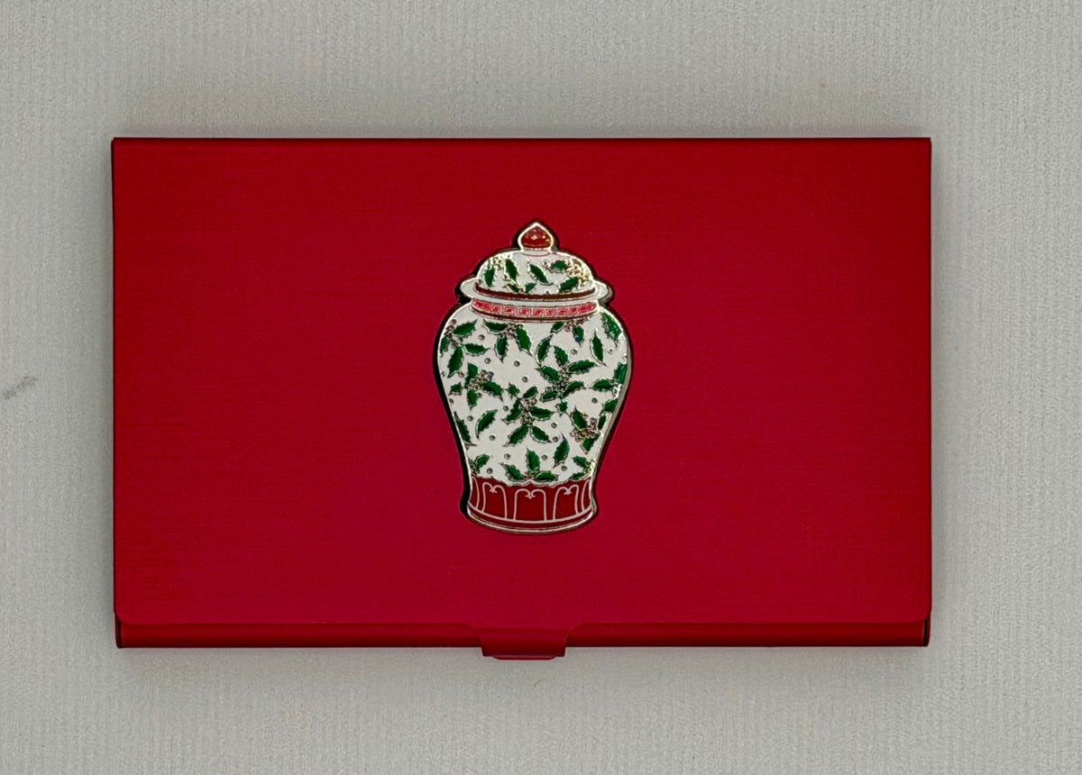 Holly Urn on Red Magnetic Needle Case